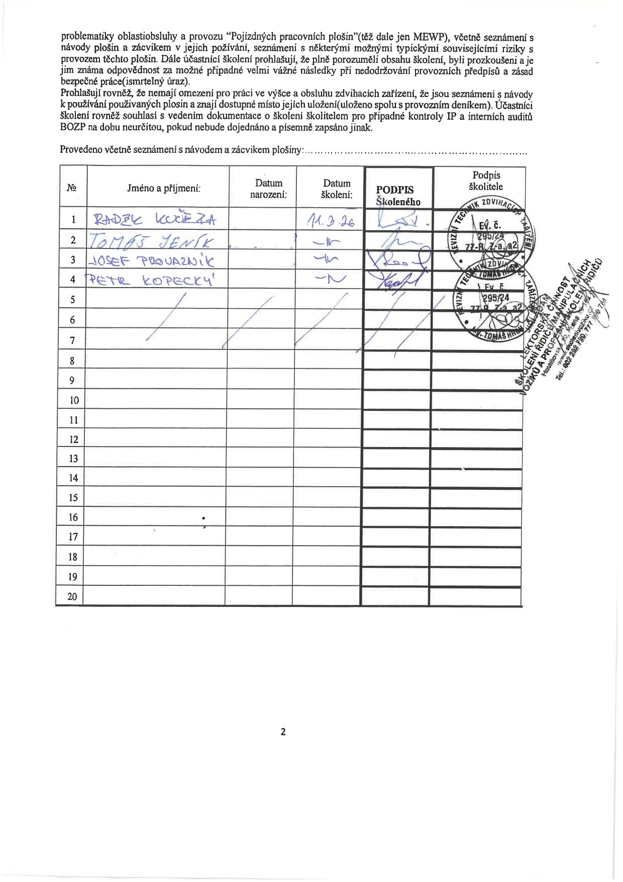 Obsluha pojízdných zdvihacích pracovních plošin Obsluha pojízdných zdvihacích pracovních plošin