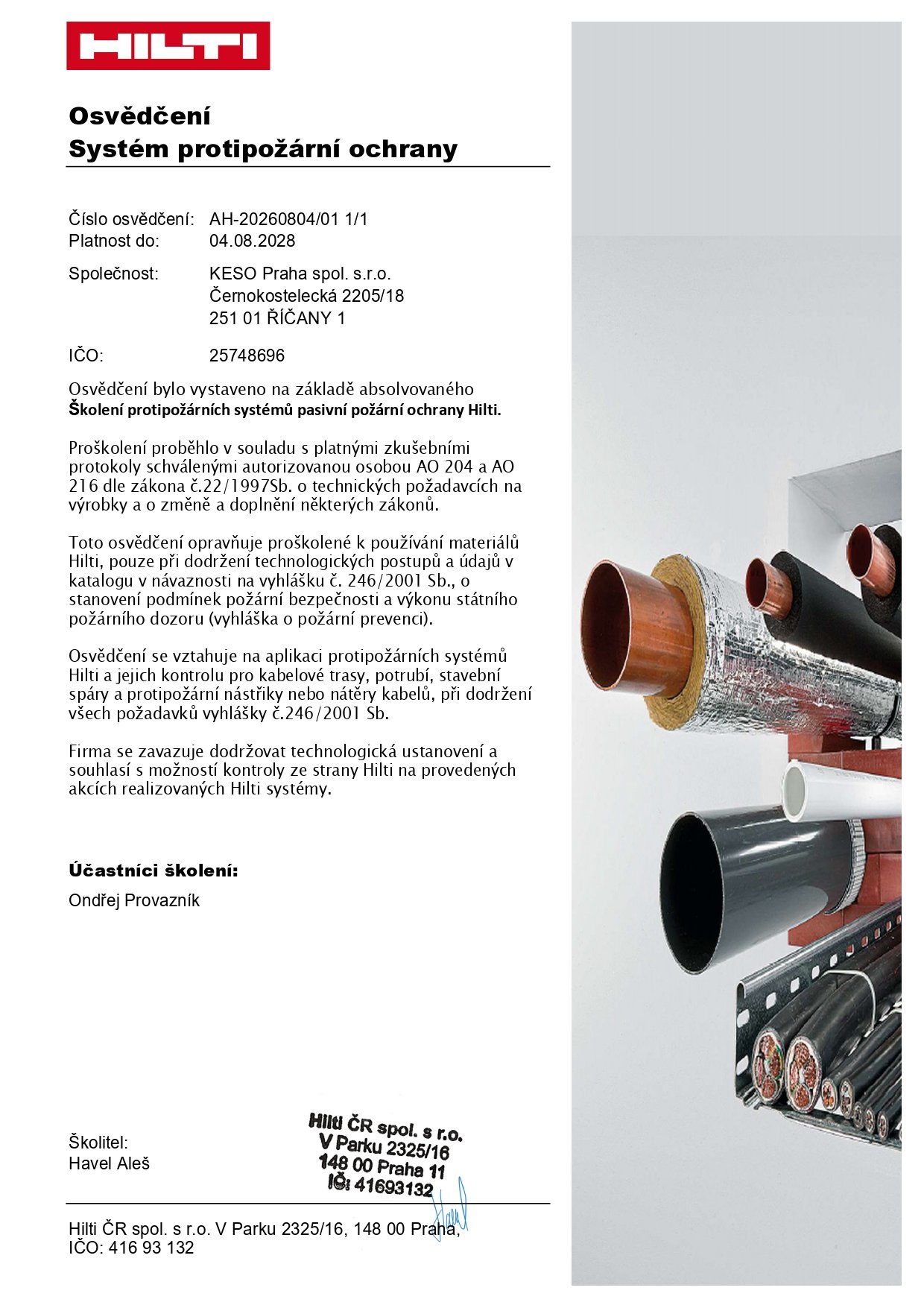 Systém protipožární ochrany HILTI Systém protipožární ochrany HILTI