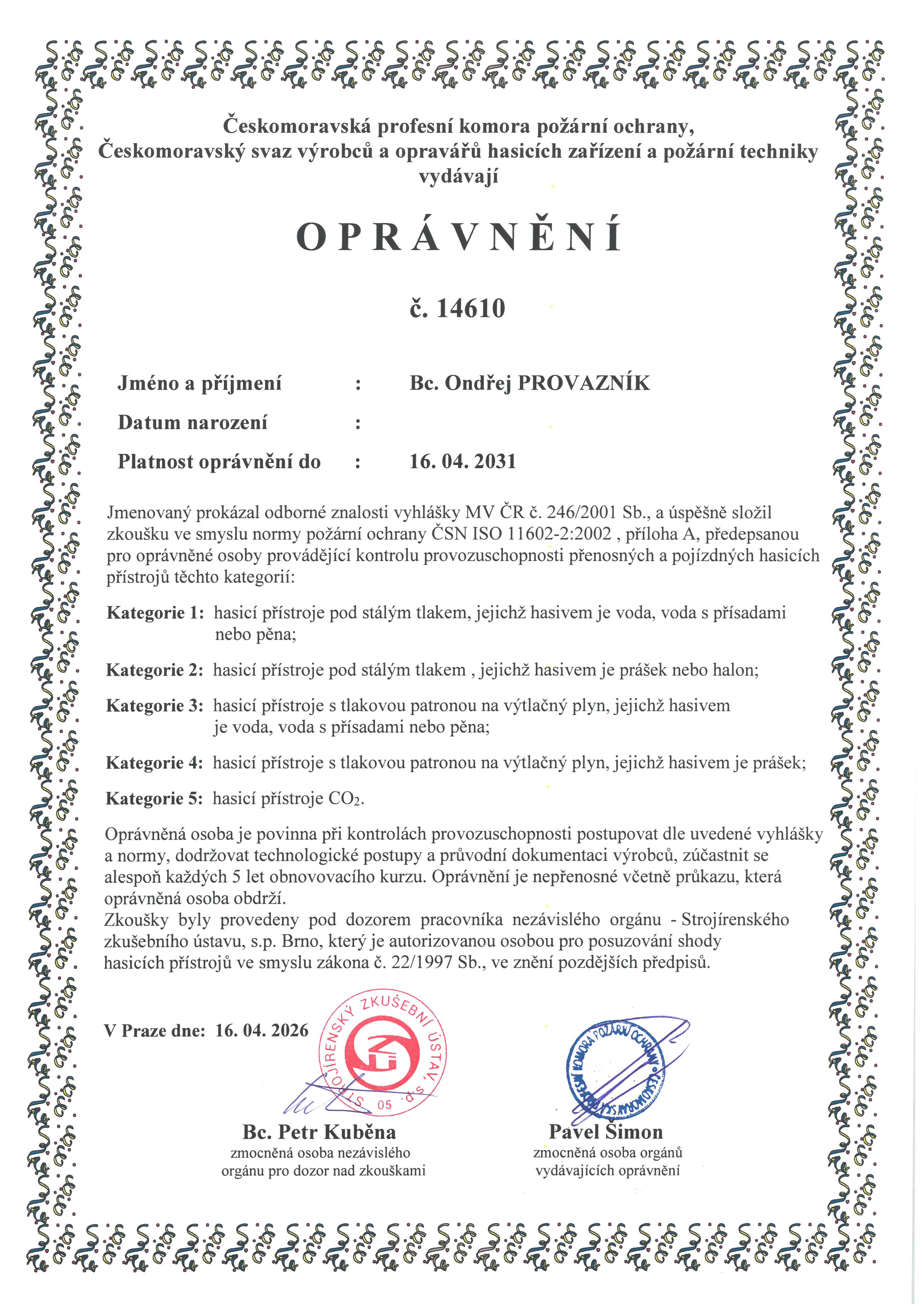 Hasicí přístroje - OProvazník Hasicí přístroje - OProvazník